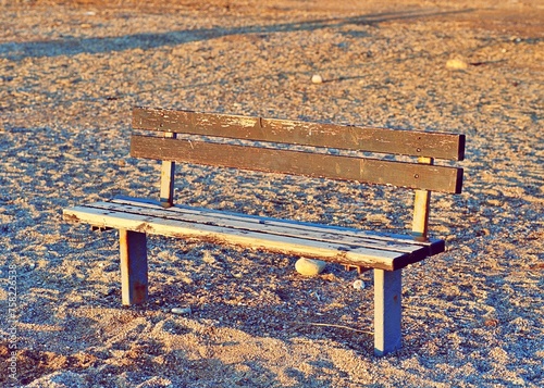 Bench on a sandy beach