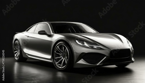 Elegance in the Shadows  Sleek Gray Luxury Car Against a Dark Backdrop - Automotive Excellence 