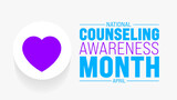 April is National Counseling Awareness Month background template. Holiday concept. use to background, banner, placard, card, and poster design template with text inscription and standard color. vector