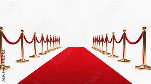 Red carpet cut out on a white background. Photorealistic rendering.

