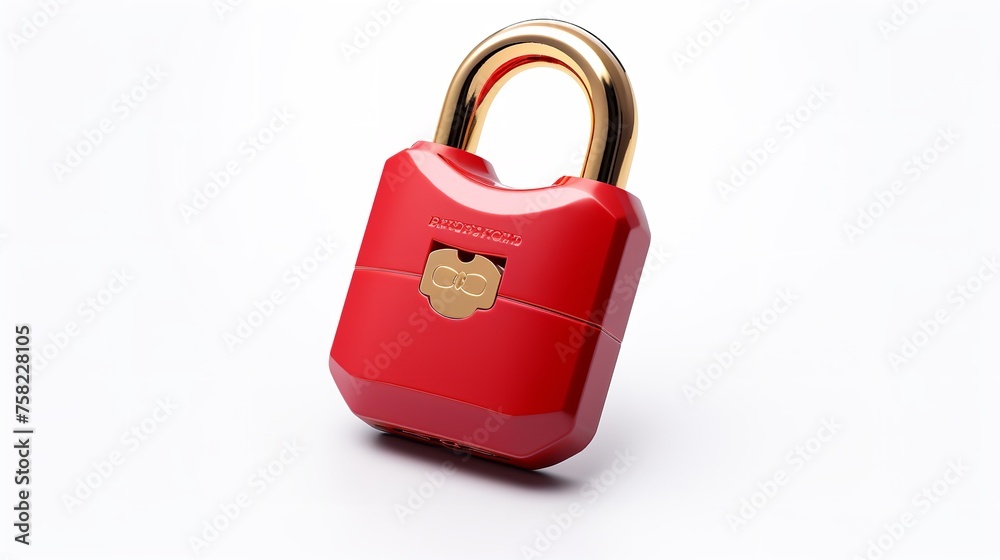 Red padlock cut out on white background. Photorealistic rendering.
Red padlock cut out on white background. Photorealistic rendering.