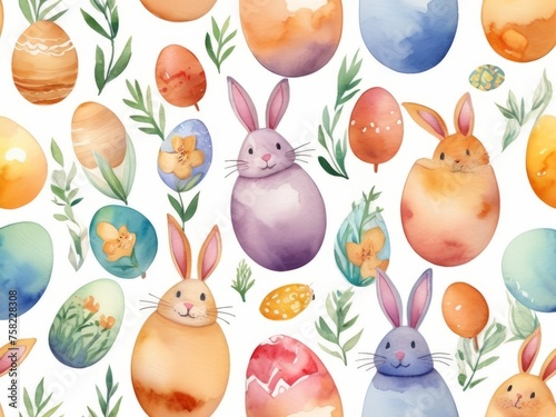 Happy Easter eggs seamless pattern