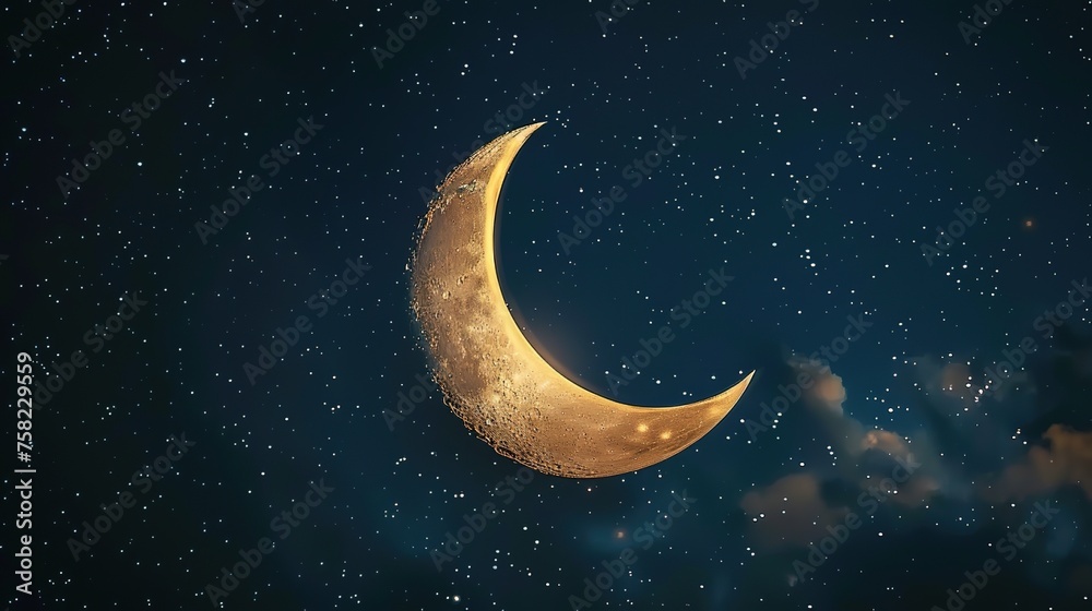Ramadan Kareem & Eid Mubarak: crescent moon on a starry night Ramadan Kareem & Eid Mubarak: crescent moon on a starry night