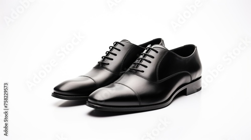 Black classic formal occasion shoes for men's fashion style isolated on a white background.