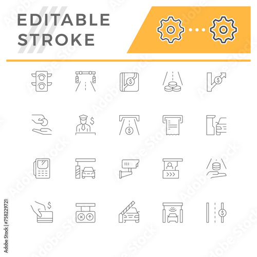 Set line icons of toll road