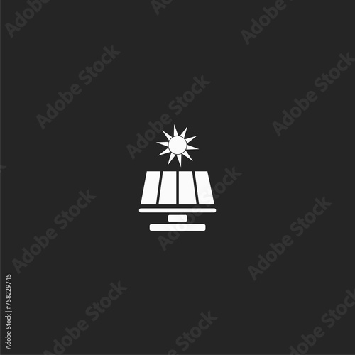 Solar panel icon simple sign  isolated on black background