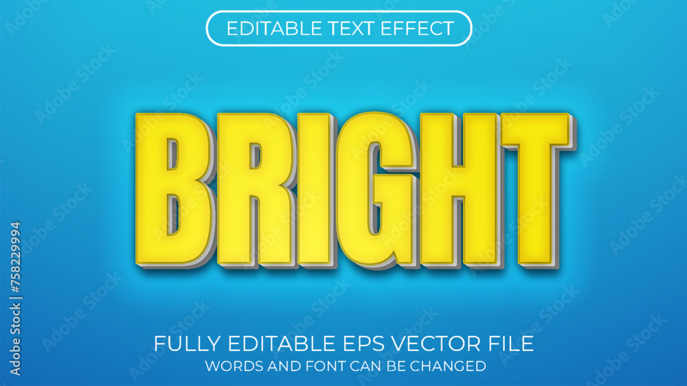 Bright editable text effect. Editable text style effect