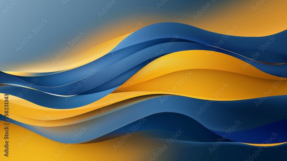 Smooth flowing abstract waves in blue and golden yellow for dynamic ...