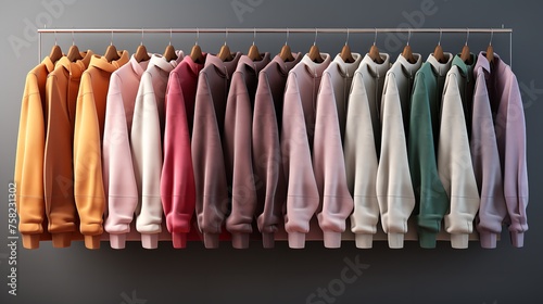 Row of different colorful youth cashmere sweaters.

