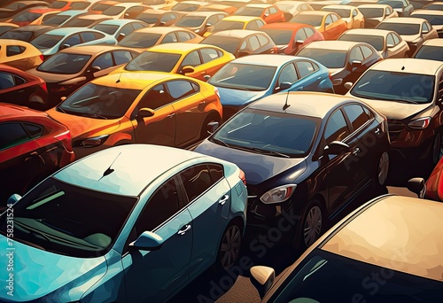 dozens of cars parked in a parking © Alexei