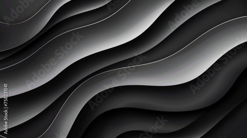 Soft wavy stripes in black and white digital art design. Alternating black and white pattern for minimalist abstract decor. Elegant monochrome waves in a contemporary art style.