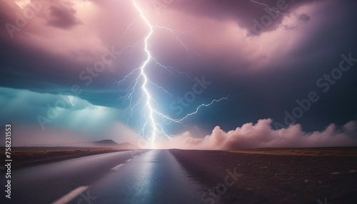 Lightning storm heaven and way art illustration, AI generated