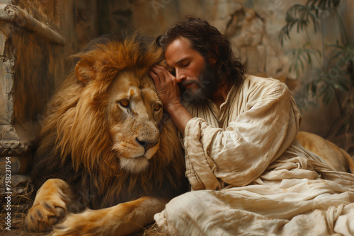 Jesus Christ and the lion of judah, religion and faith of christianity, bibical story, book of Genesis photo