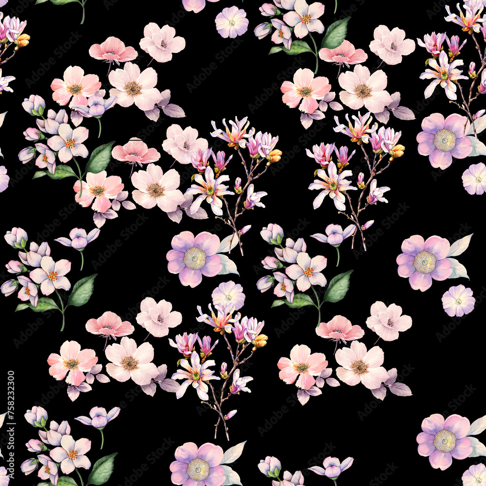 Seamless floral flower with texture background.