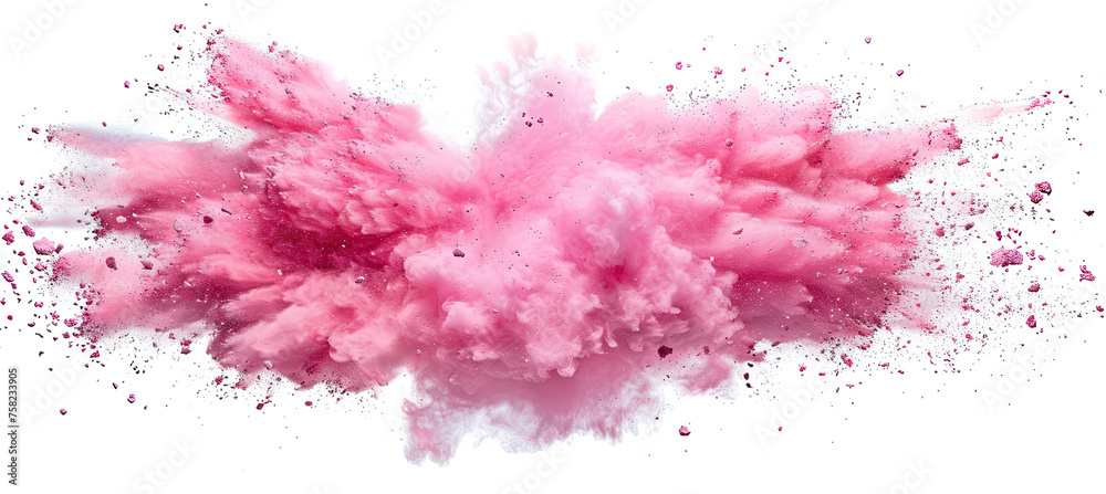Pink powder splash explosion Isolated on white background