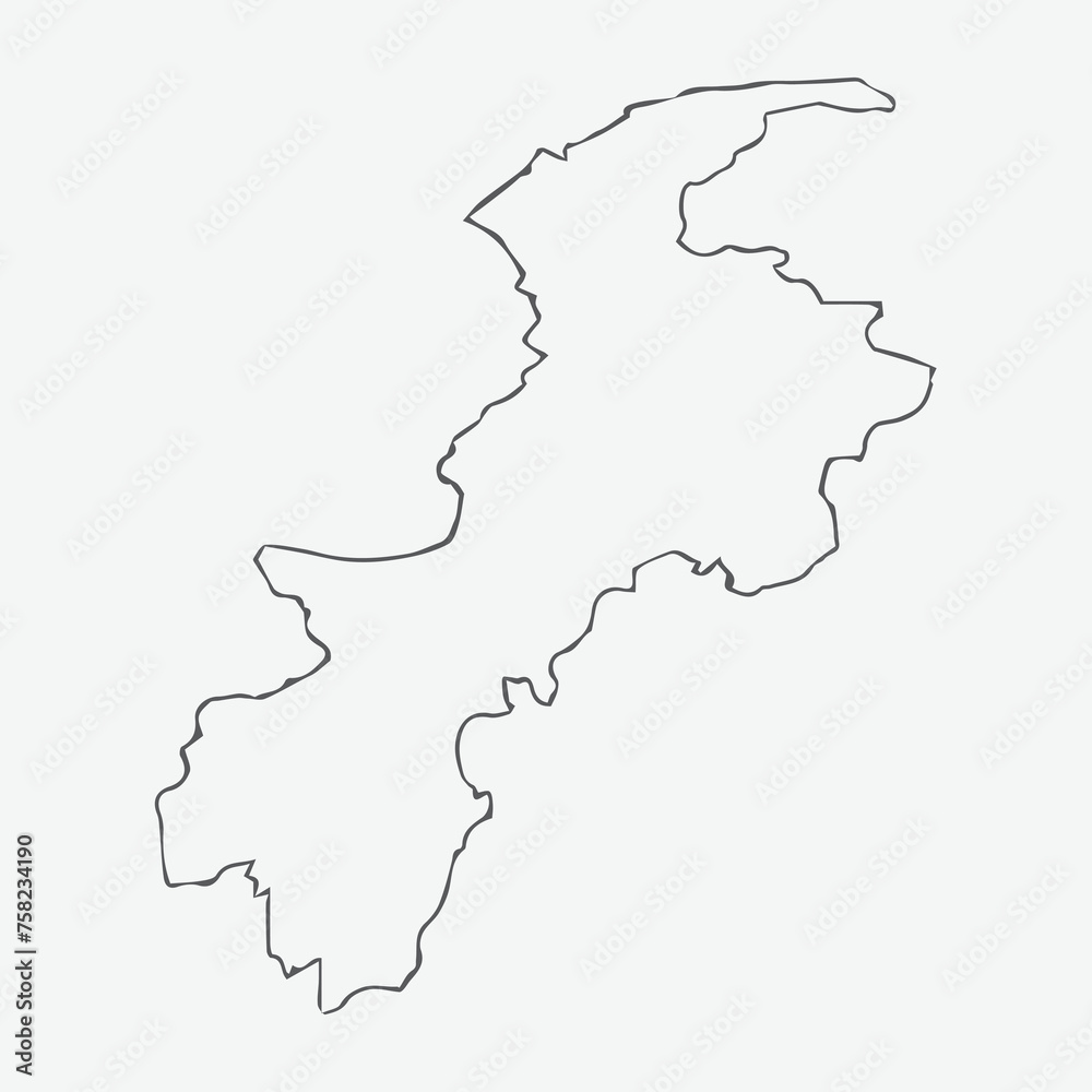 Khyber Pakhtunkhwa Outline map Pakistan Province Vector Art