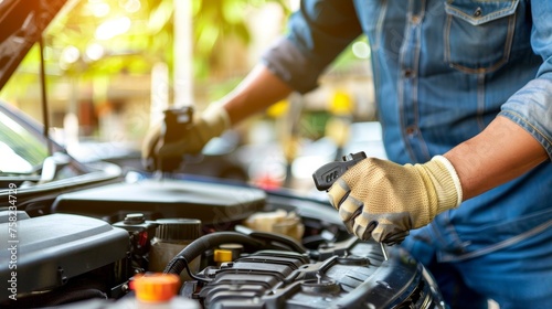 Proficient mechanic showcasing skills while repairing vehicles at auto service center