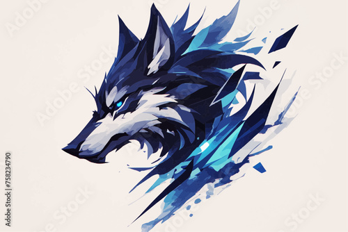 wolf face logo design template © Wemerson
