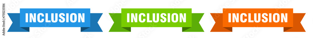 inclusion ribbon. inclusion isolated paper sign. banner inclusion ribbon. inclusion isolated paper sign. banner