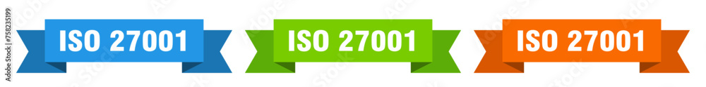 iso 27001 ribbon. iso 27001 isolated paper sign. banner