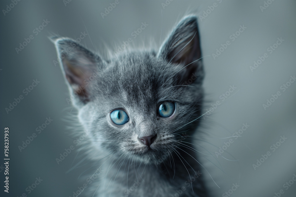 Little gray kitten portrait.AI generated Little gray kitten portrait.AI generated