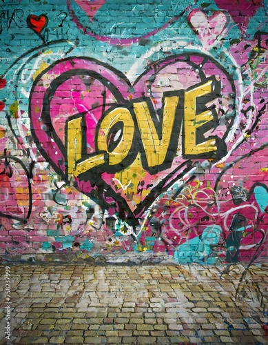  Love Graffiti on a Wall. Graffiti. City Modern Pop Art