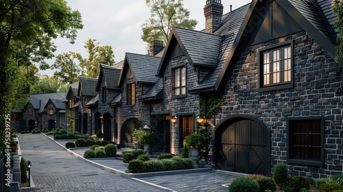 Enchanting stone townhomes: A modern twist on medieval elegance, nestled in nature's embrace.