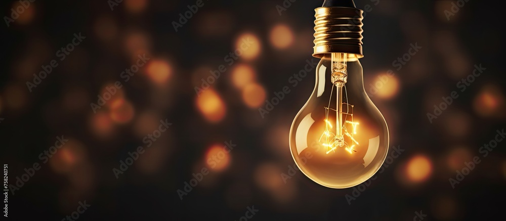 An amber light bulb hangs from a wire, illuminating the dark with its fluid glow. The automotive lighting emits warmth, resembling a liquid that radiates heat An amber light bulb hangs from a wire, illuminating the dark with its fluid glow. The automotive lighting emits warmth, resembling a liquid that radiates heat