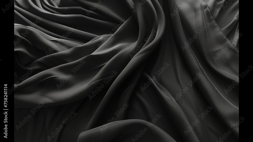 Fototapeta premium Luxurious black silk fabric texture for delicate and elegant background design element