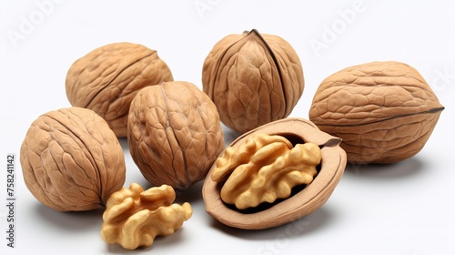 Set of Delicious Walnuts Cut Out