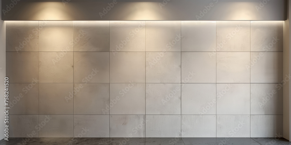 Modern Interior Wall Illuminated by Overhead Lights - Architectural Detail Modern Interior Wall Illuminated by Overhead Lights - Architectural Detail