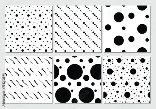 Polka dots pattern set vector. Free resize. 