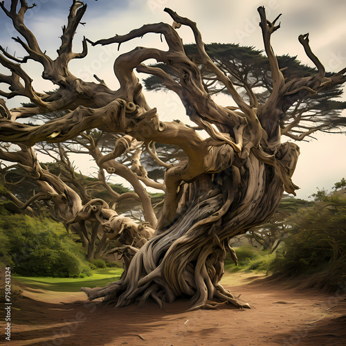 Ancient tree with twisted branches. © Cao