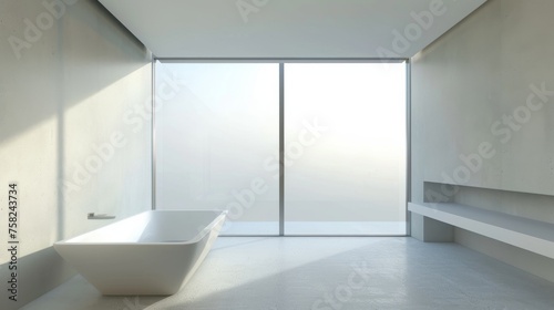 Spacious Minimalist Bathroom with Bright Light AI Generated.