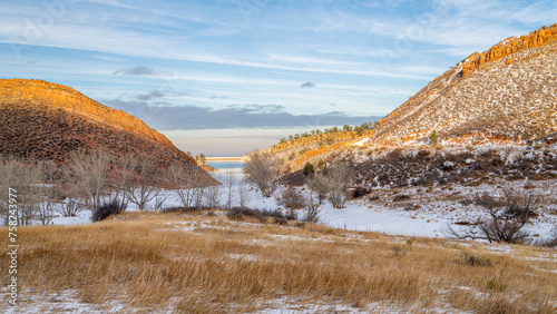 winter landscape of Colorado foothills - Horsetooth Mountain Open Space photo