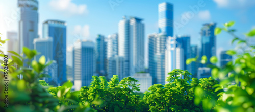 sutainable green cityscape concept blurred background