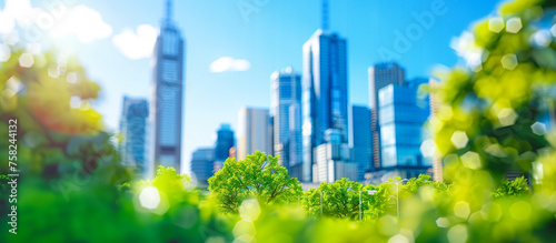 sutainable green cityscape concept blurred background