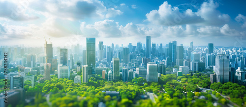 sutainable green cityscape concept blurred background