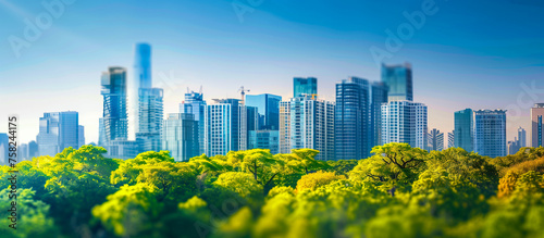 sutainable green cityscape concept blurred background