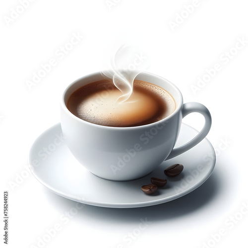 white cup of coffee isolated on the white background