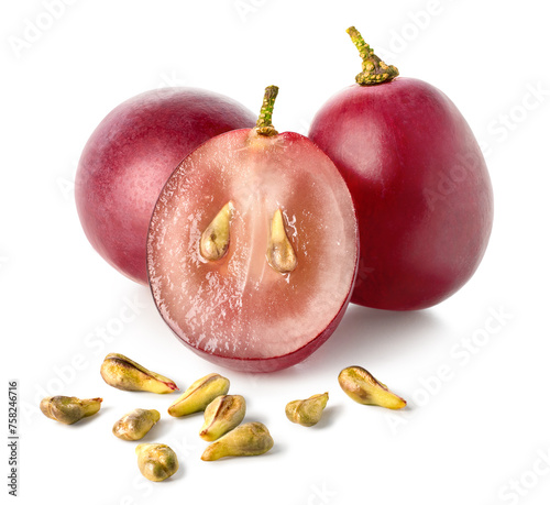Fresh grapes with seeds on white background