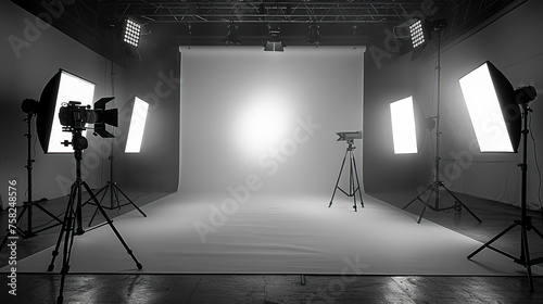 Professional Photography Studio: Capturing Stunning Images with Professional Backdrops and Flashes photo