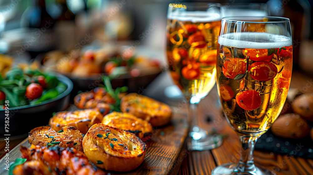 Captivating Close-ups: Delicious Finger Foods and Drinks at the Pub