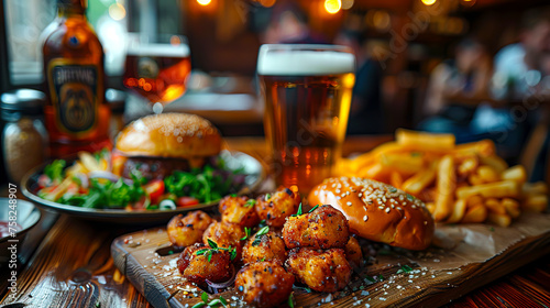 Captivating Close-Ups: Delectable Finger Foods and Drinks at the Pub photo
