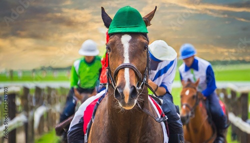Focused Contender: Derby Horse Locks Gaze with the Camera