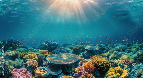 Underwater View of a Vibrant Coral Reef