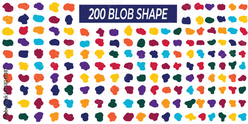 Blob shape organic, vector illustration set. Collection from abstract forms for design and paint. Liquid silhouette drop in modern style. Basic stains isolated elements on white background 5 5 5