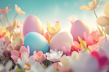 Enchanting 3D Pastel Easter Eggs for Vibrant Spring Holiday Poster