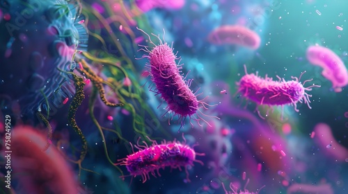 Unveiling the Microscopic Battlefield: Salmonella and E. Coli Bacteria in a Scientific Setting