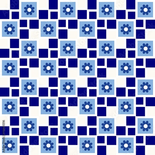 Blue and white mosaic like seamless background..Mosaic color texture for additional graphic design. Colorful  repeating background  with a delicate regular shape